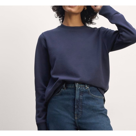 NWOT Everlane off duty terry crew sweatshirt size S small navy blue - Picture 6 of 8